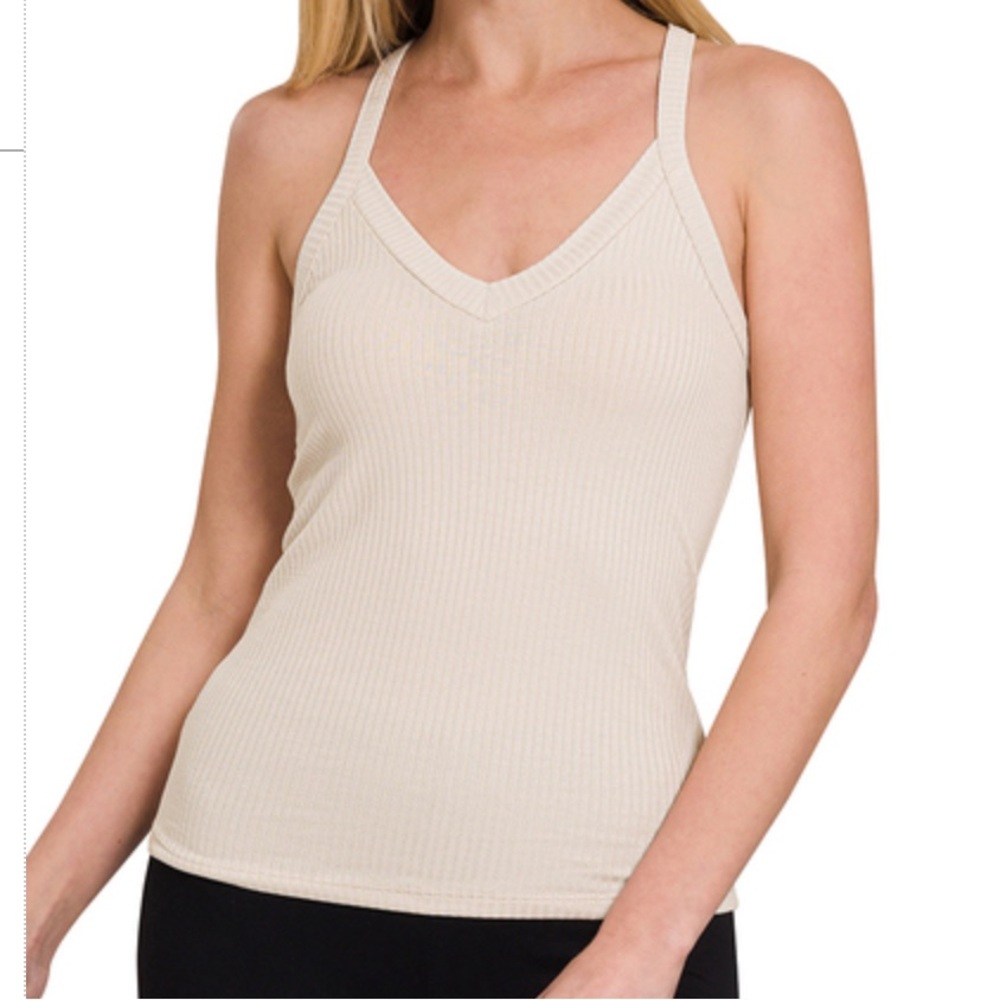 Beige Ribbed Tank Top - Picture 4 of 4